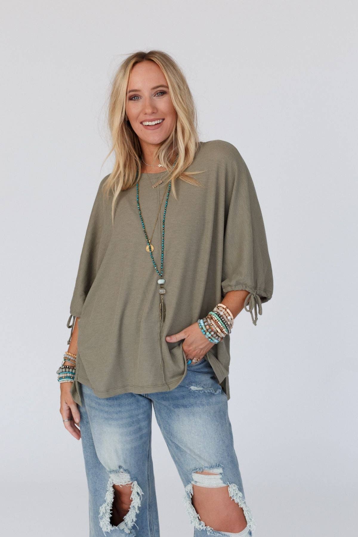 Little Lark Puff Sleeve Tee - Olive