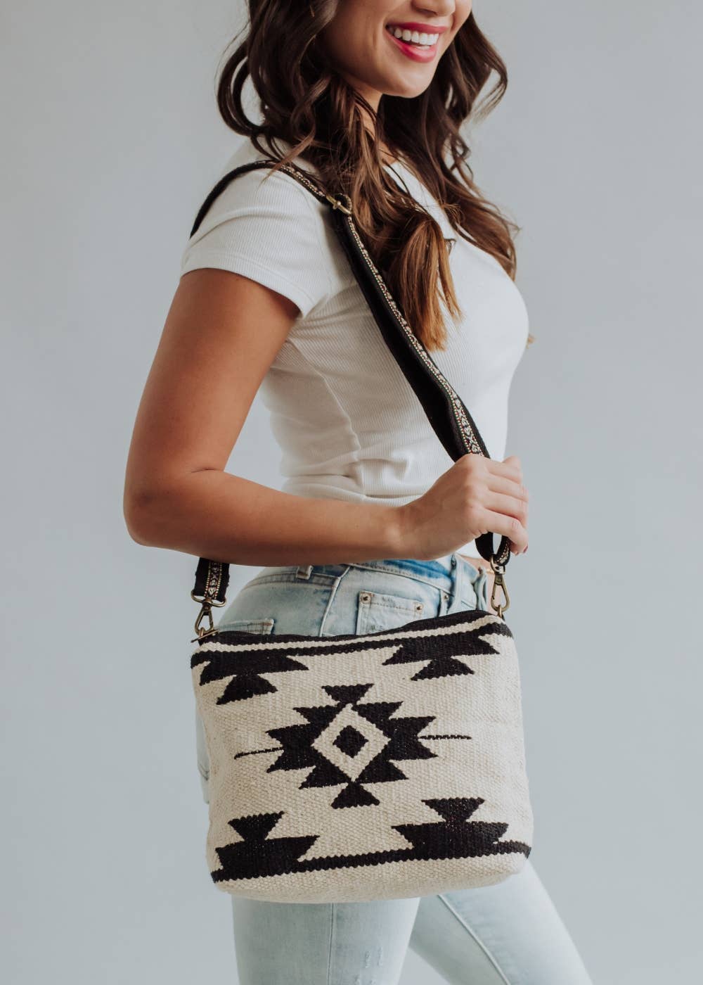 Cream & Black Aztec Crossbody