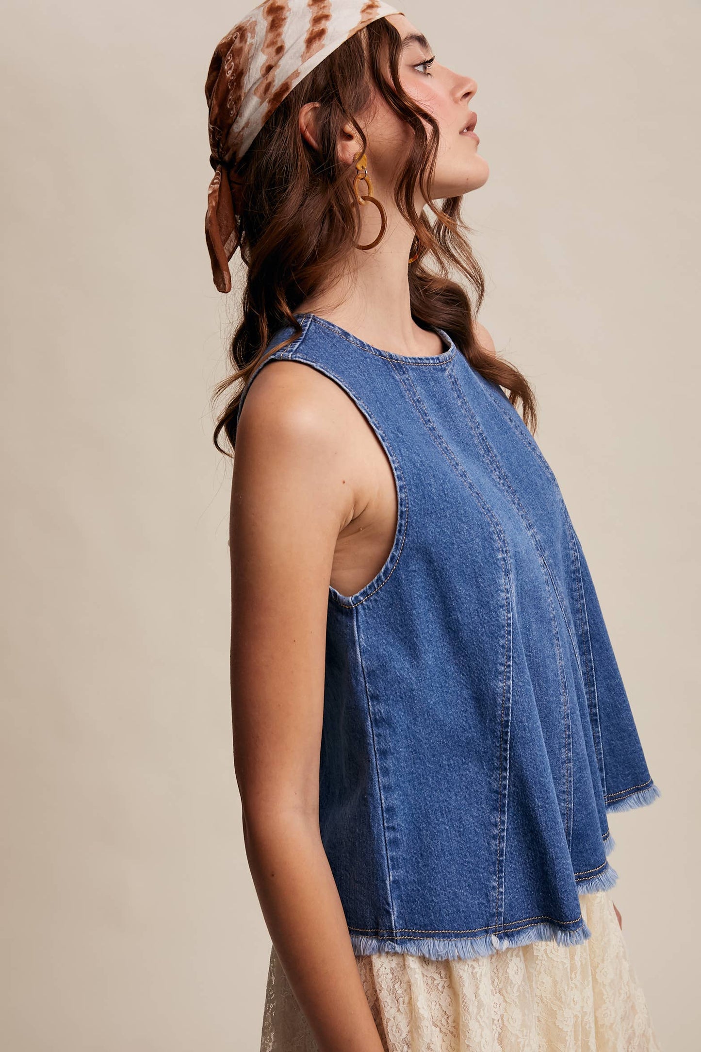Denim Flare Peplum Top