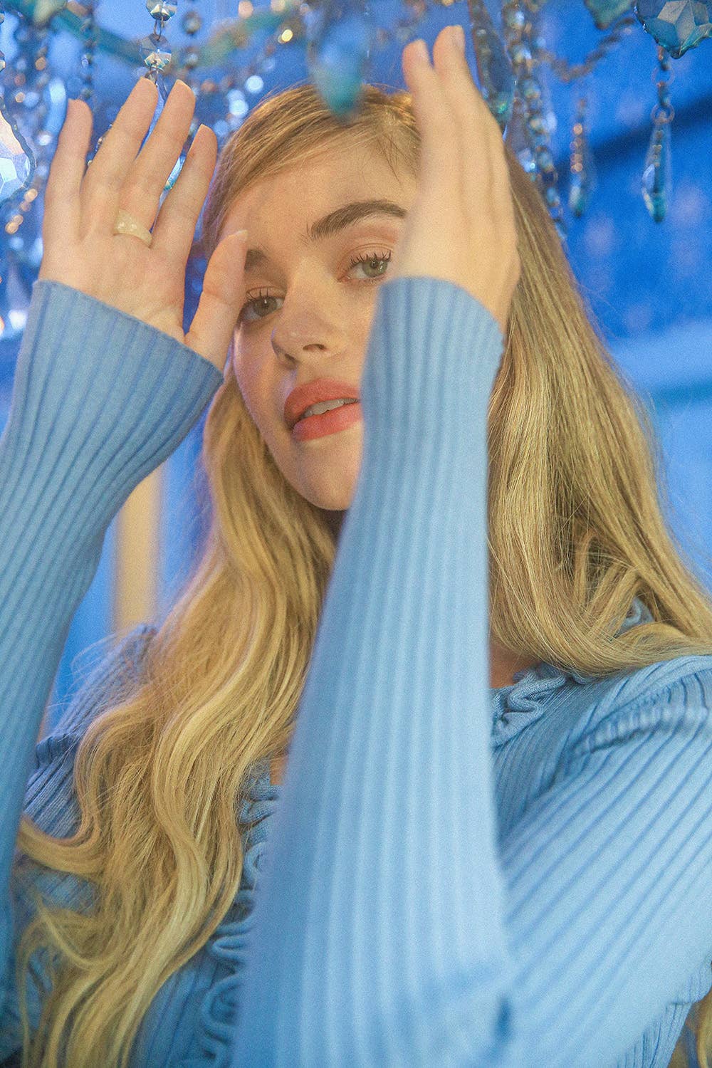 Ruffle Trim Ribbed Cardigan