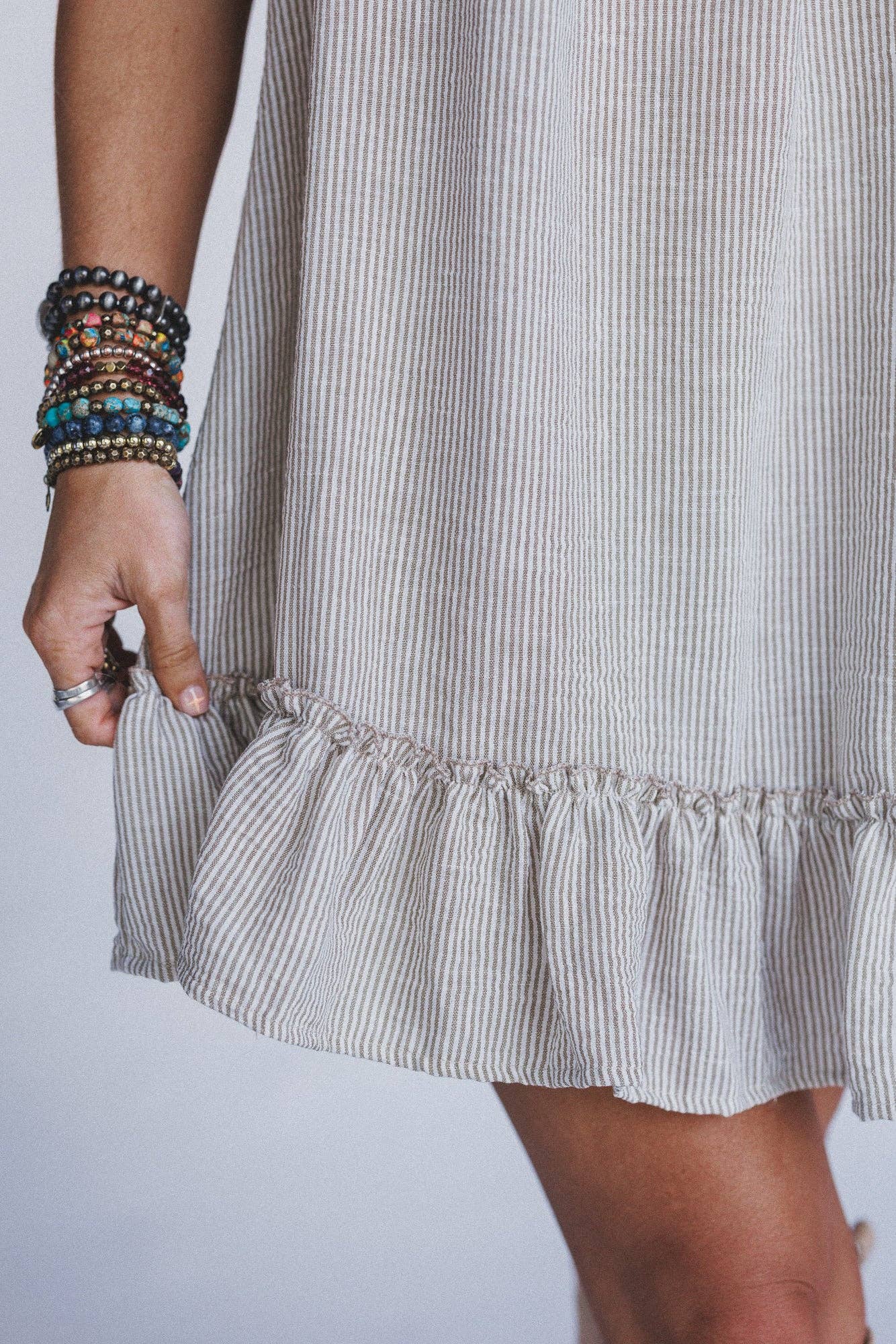 Solace Ruffled Hem Dress - Natural