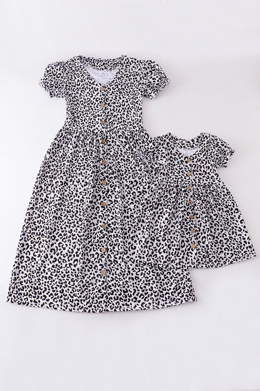 Black leopard print dress mommy & me