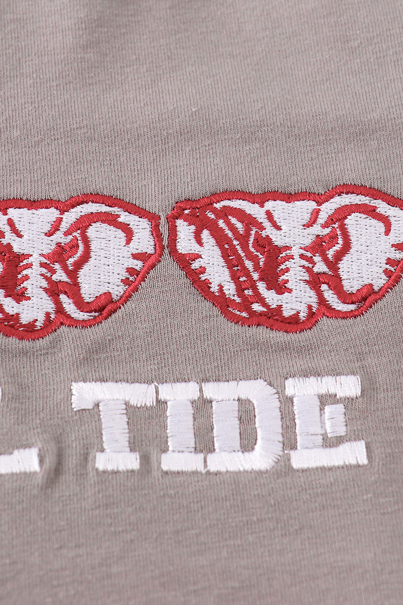 Grey roll tide embroidery boy top