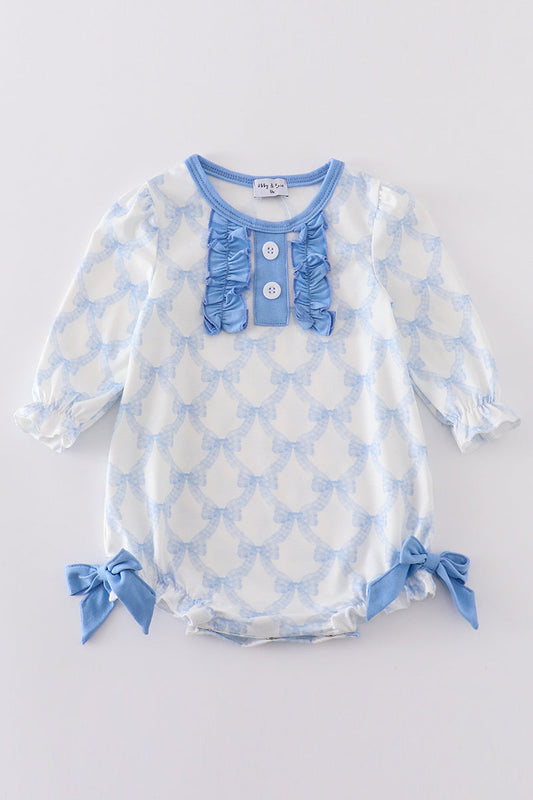 Blue bow ruffle bubble