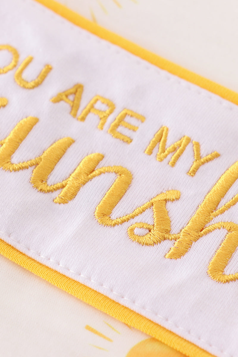 Yellow you are my sunshine embroidery boy bubble