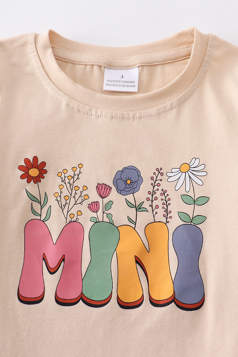 Beige floral print mini Top