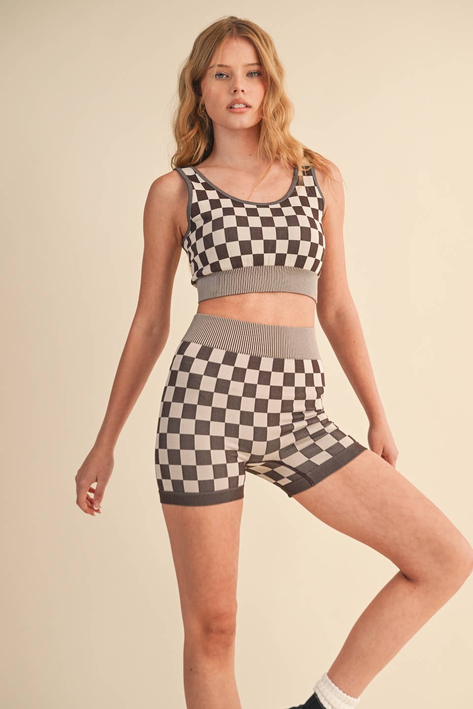 Checkmate Cropped Two Piece Set