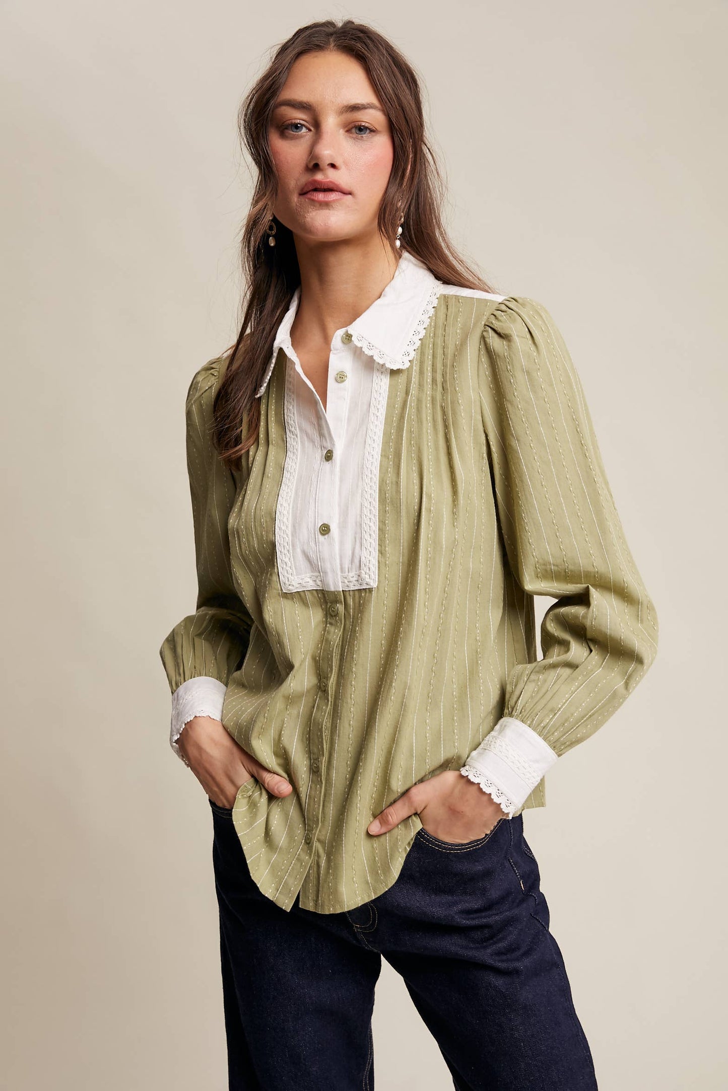 Victorian Contrast Lace Blouse