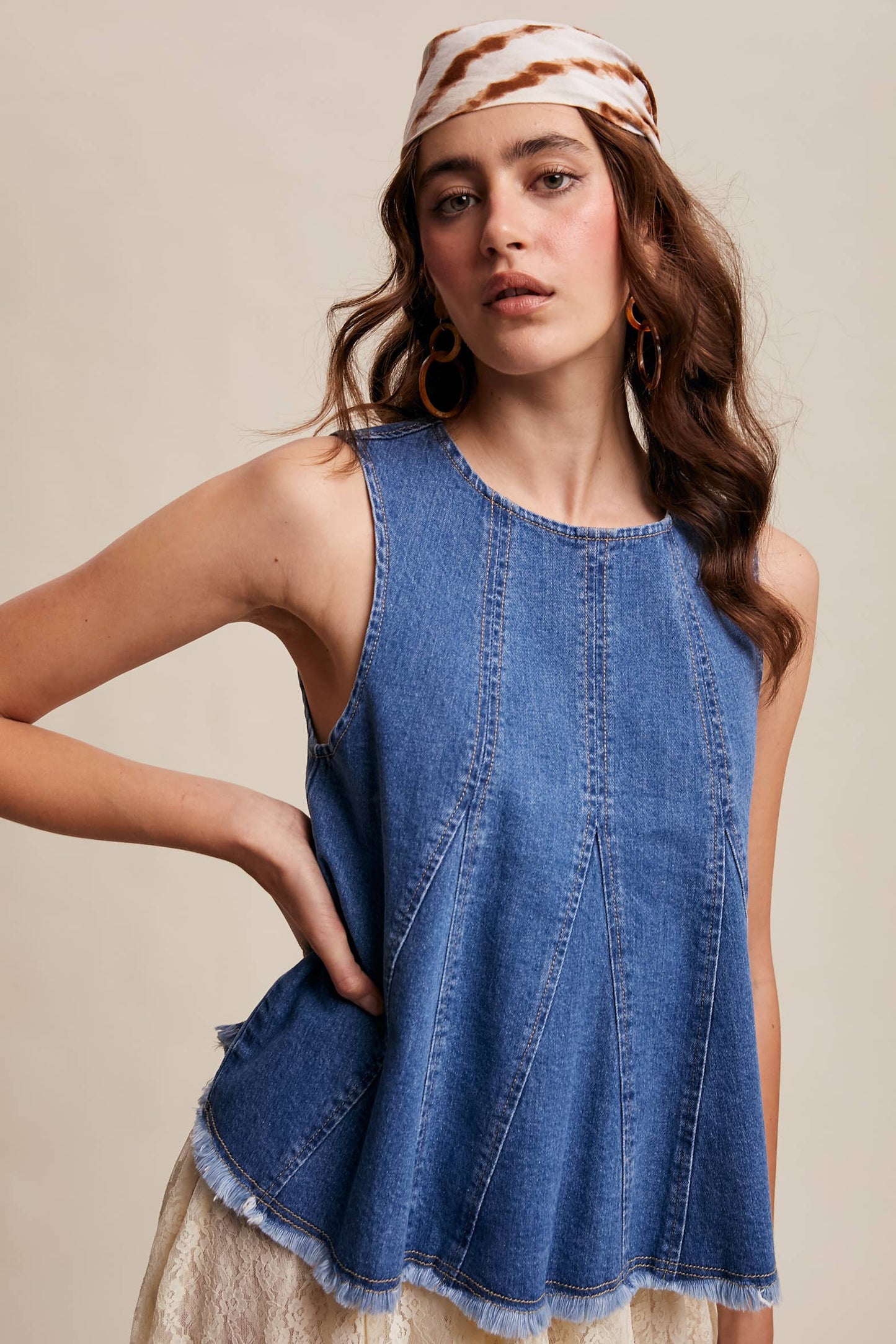 Denim Flare Peplum Top