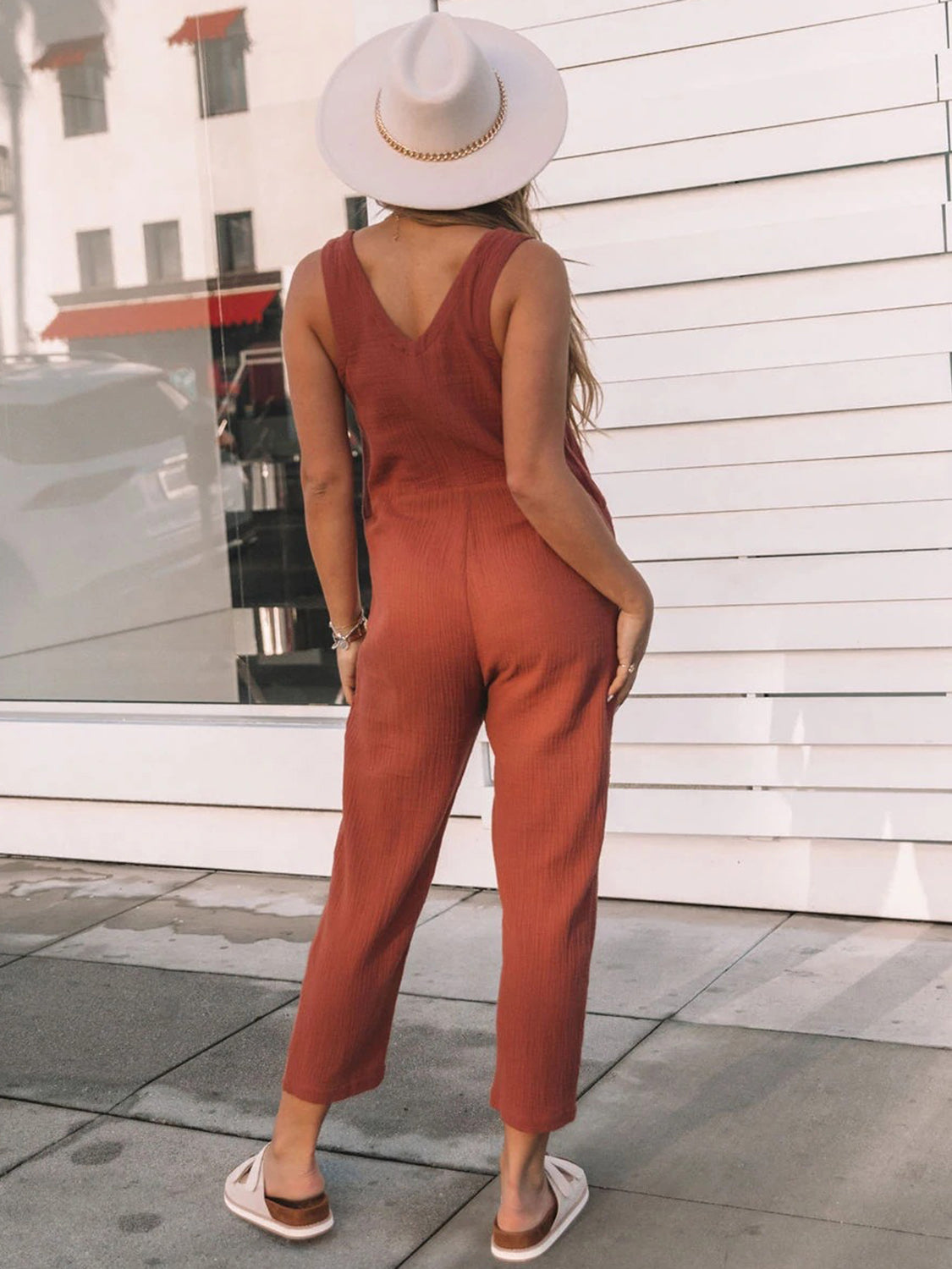 Matcha Green Scoop Neck Wide Strap Jumpsuit