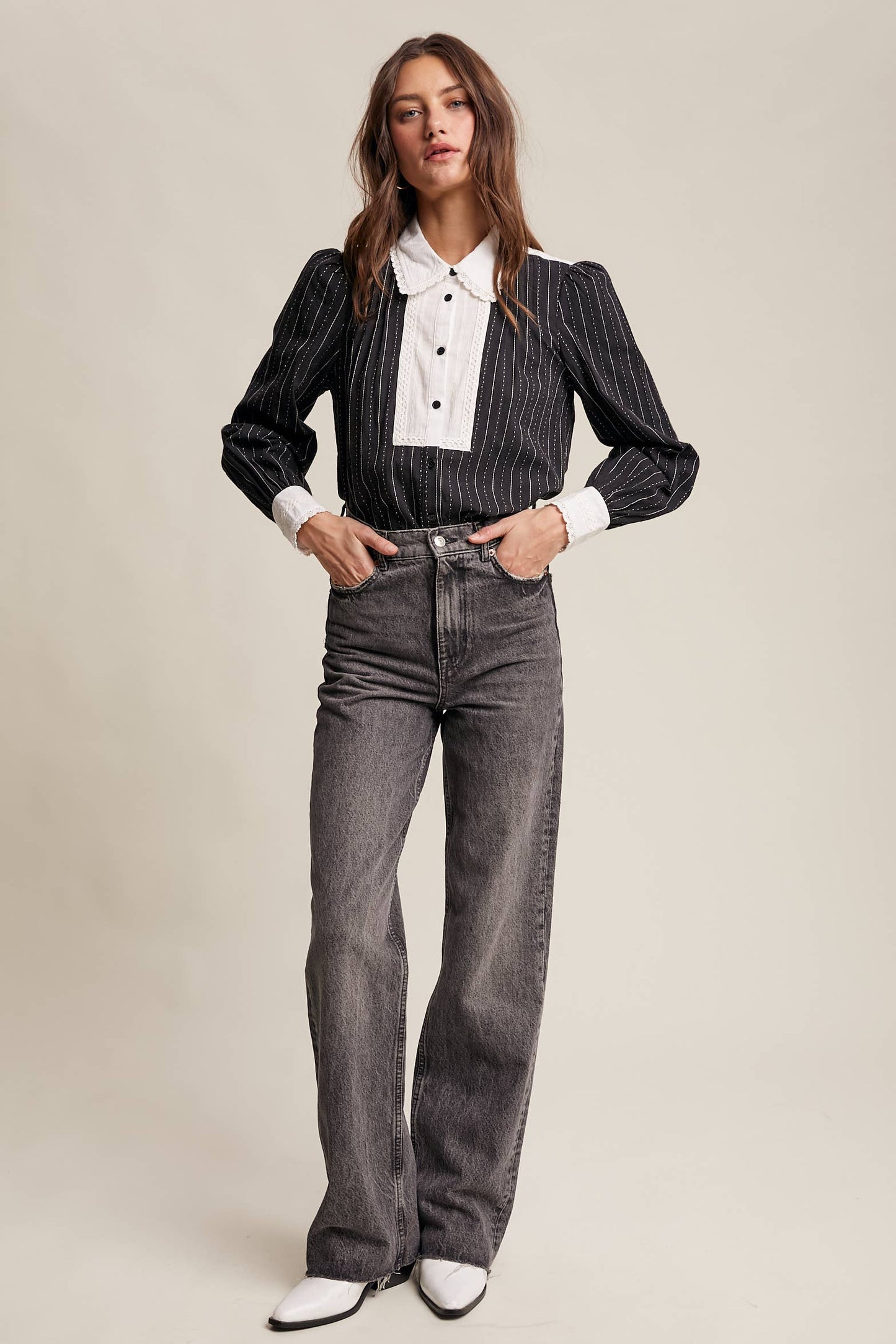 Victorian Contrast Lace Blouse