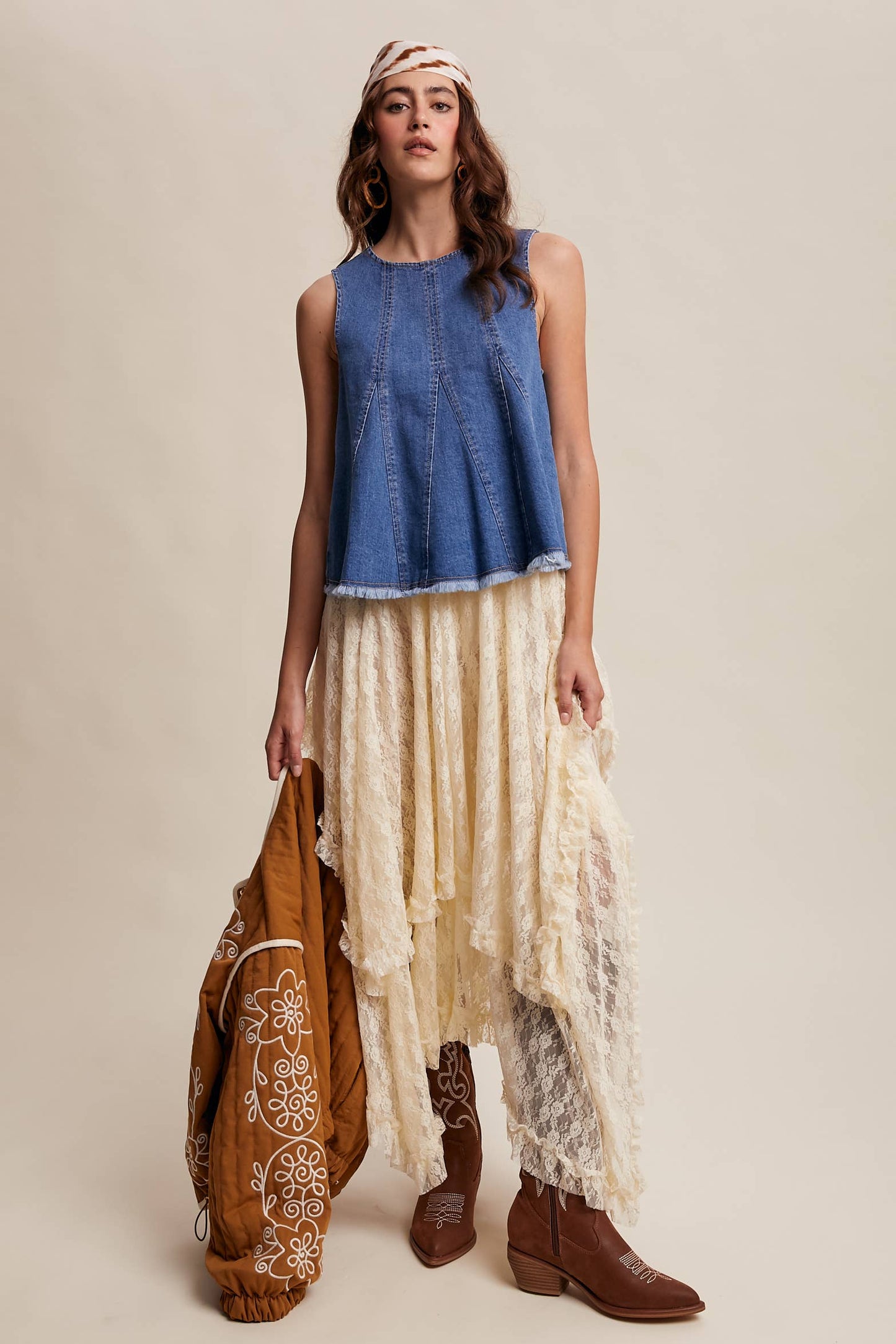 Denim Flare Peplum Top