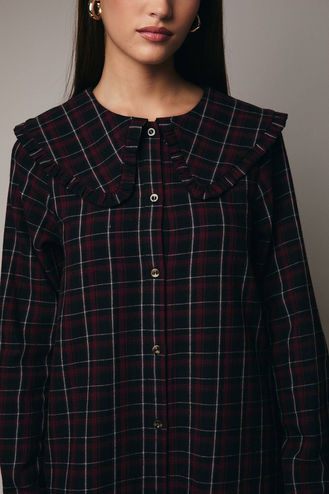 LONG SLEEVE SHIRT MINI DRESS WITH SIDE POCKET