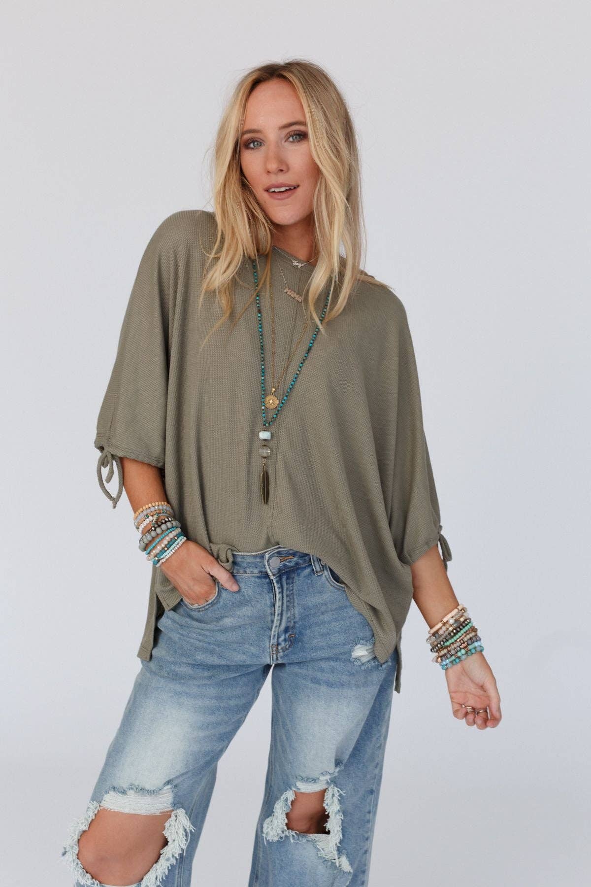 Little Lark Puff Sleeve Tee - Olive