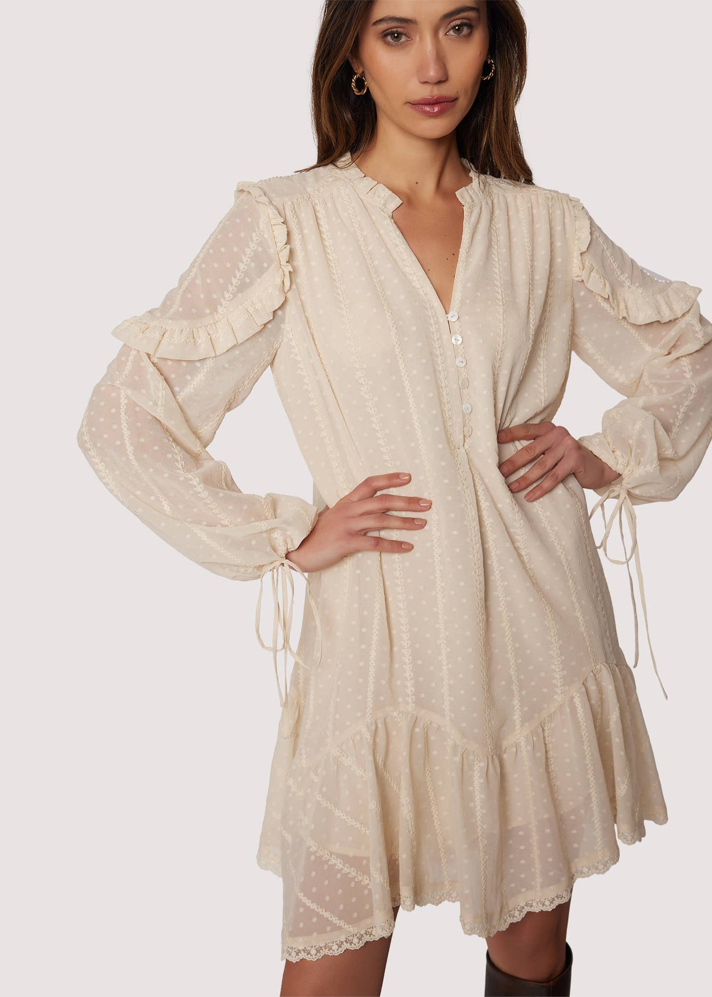 Poetry in Bloom Mini Dress - Fall Dot Chiffon