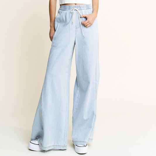 LIGHT DENIM ULTRA SOFT WIDE LEG JEAN PANTS-