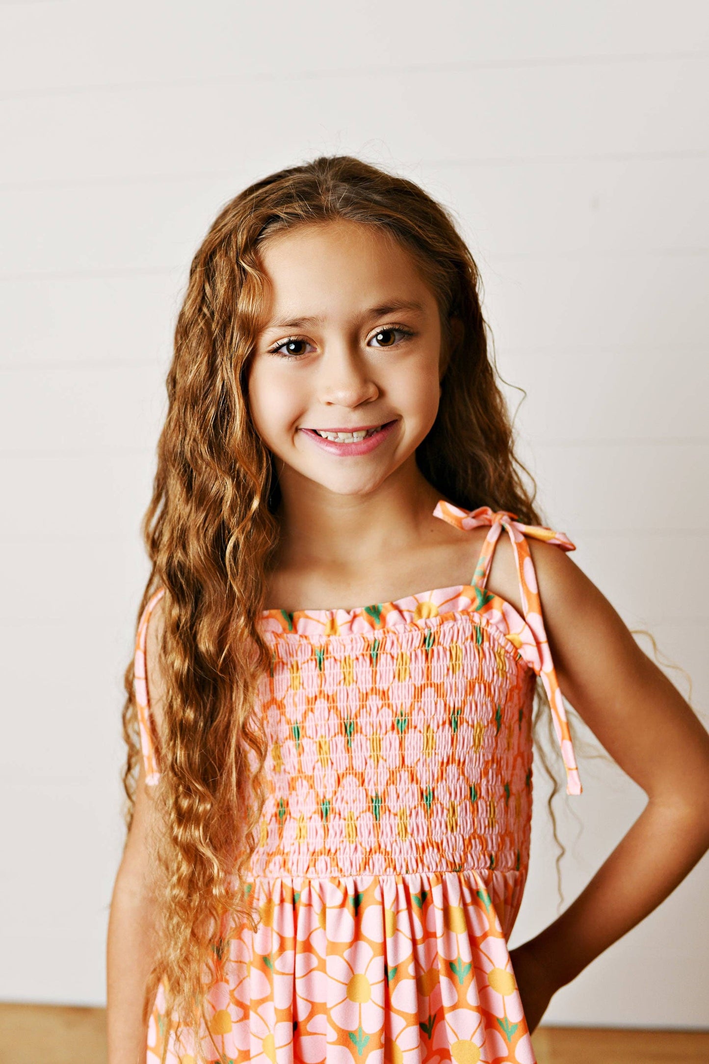 Girls Leilani Apricot Tiered Summer Maxi Dress