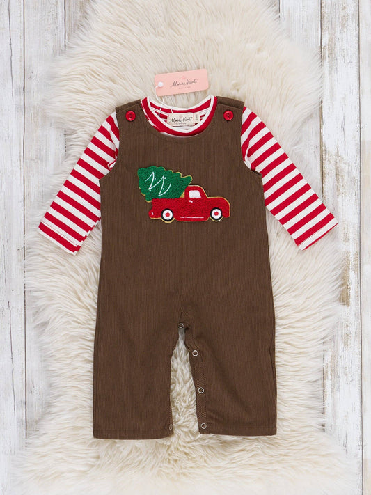 Farmhouse Striped Truck Romper