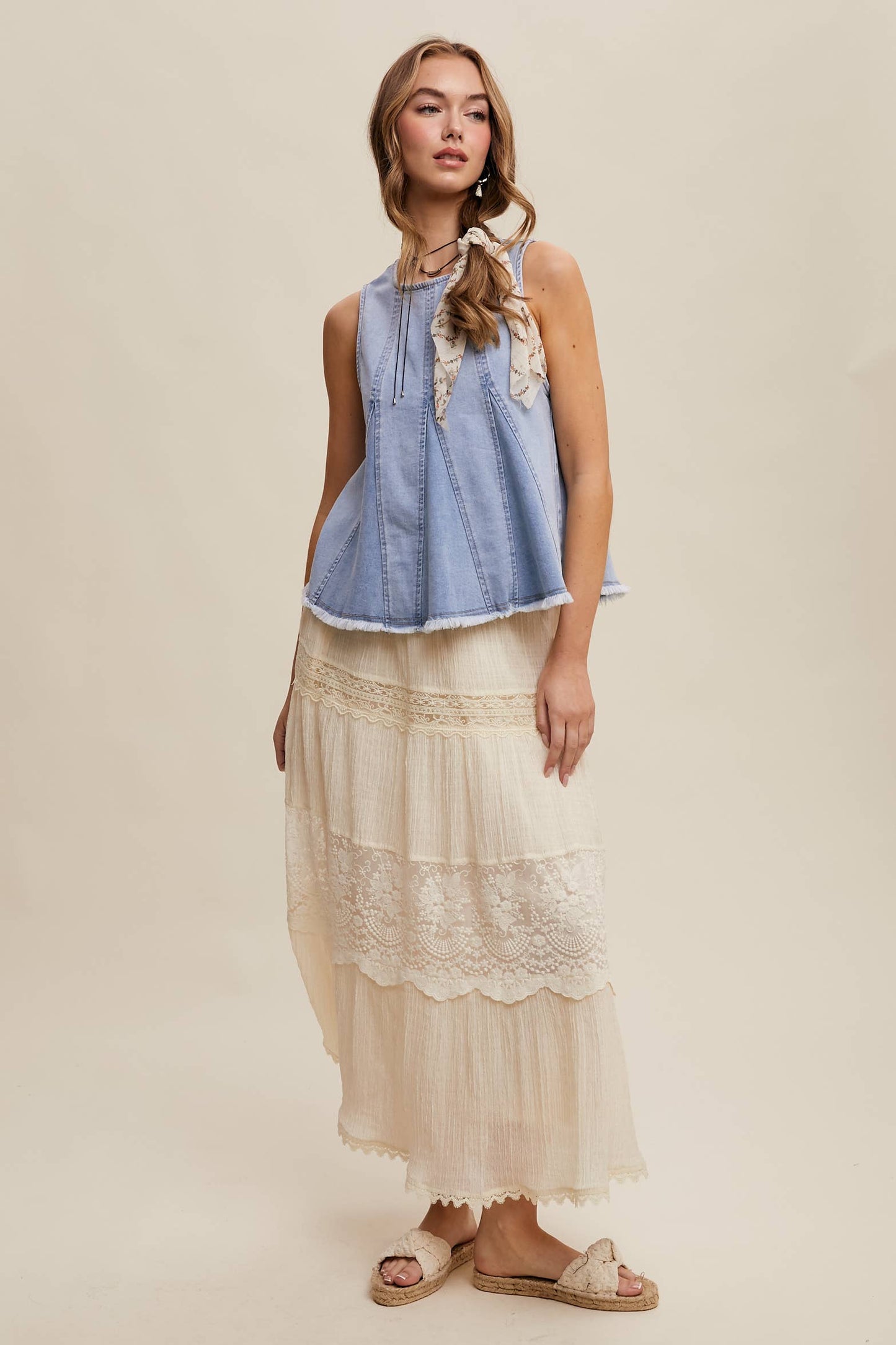 Denim Flare Peplum Top