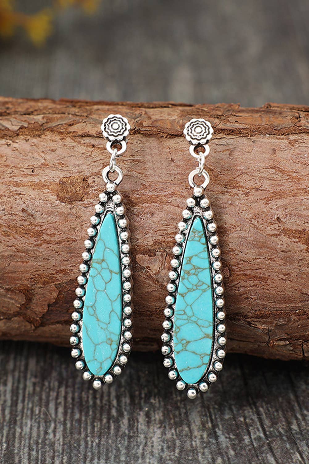 Vintage Bohemian Turquoise Alloy Earrings