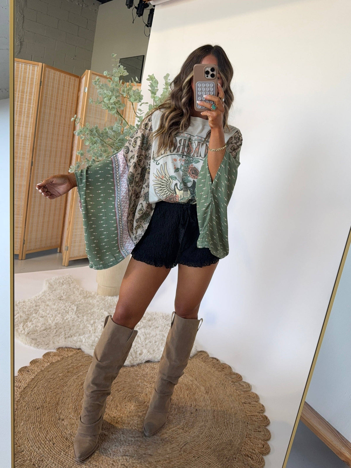 Western Rock and Roll Kimono Sleeve Relaxed Graphic Tees