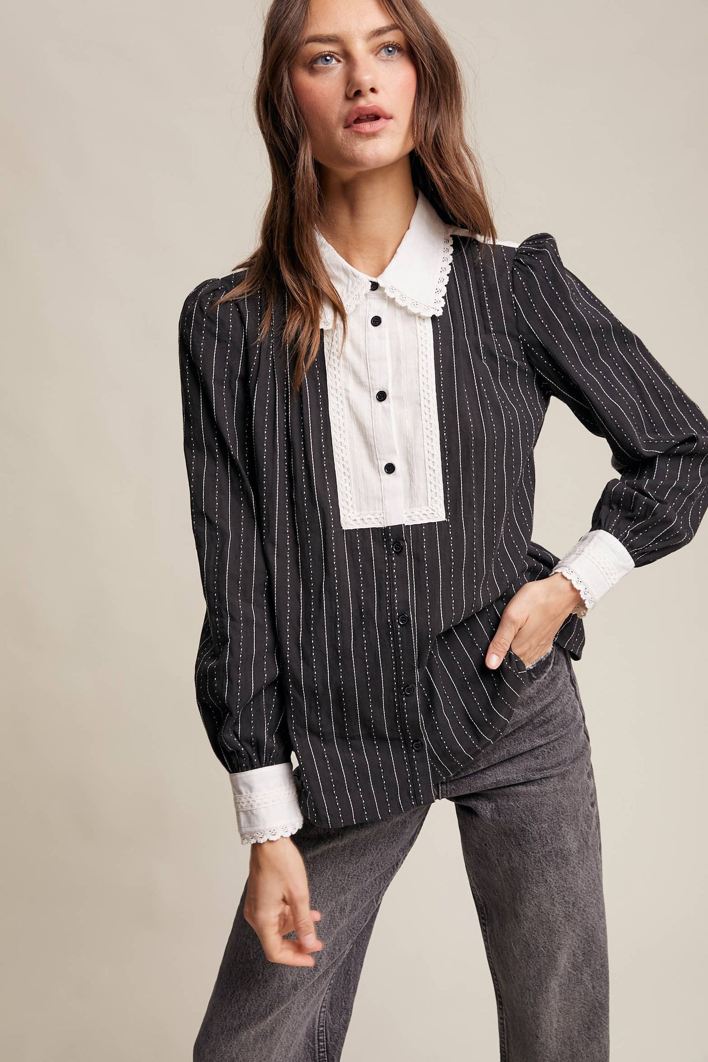 Victorian Contrast Lace Blouse