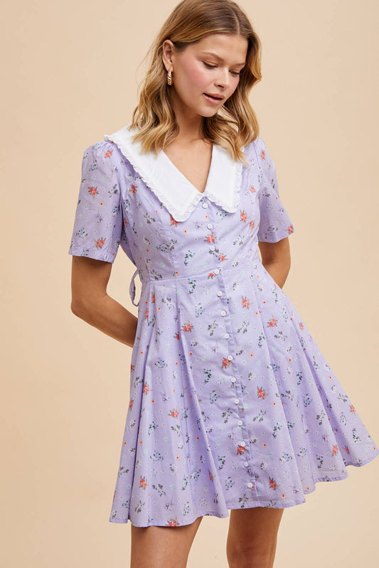 PETER PAN COLLAR FLORAL MINI DRESS