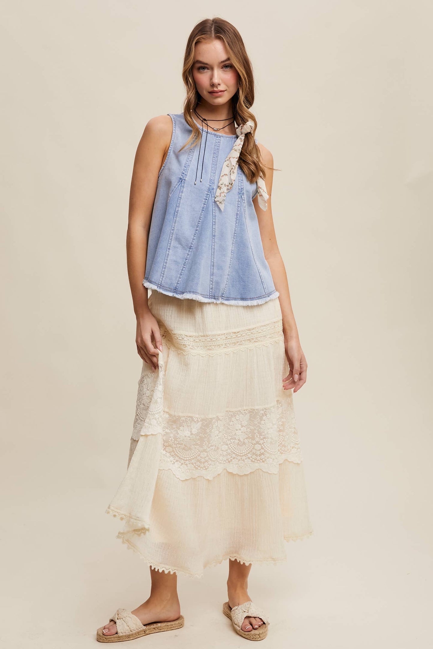 Denim Flare Peplum Top