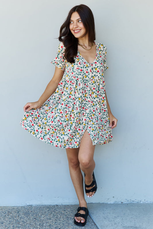 Follow Me V-Neck Ruffle Sleeve Floral Dress