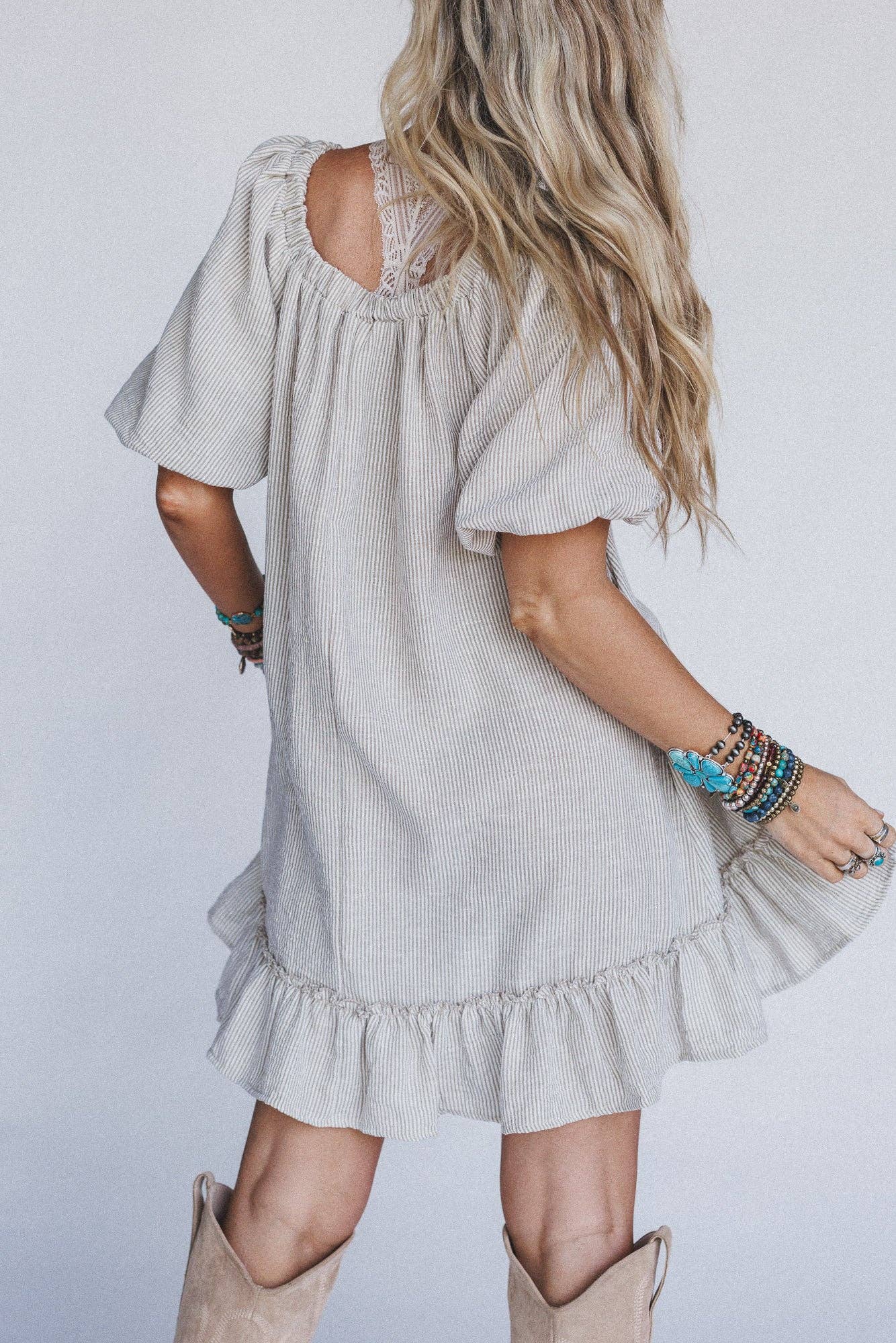 Solace Ruffled Hem Dress - Natural
