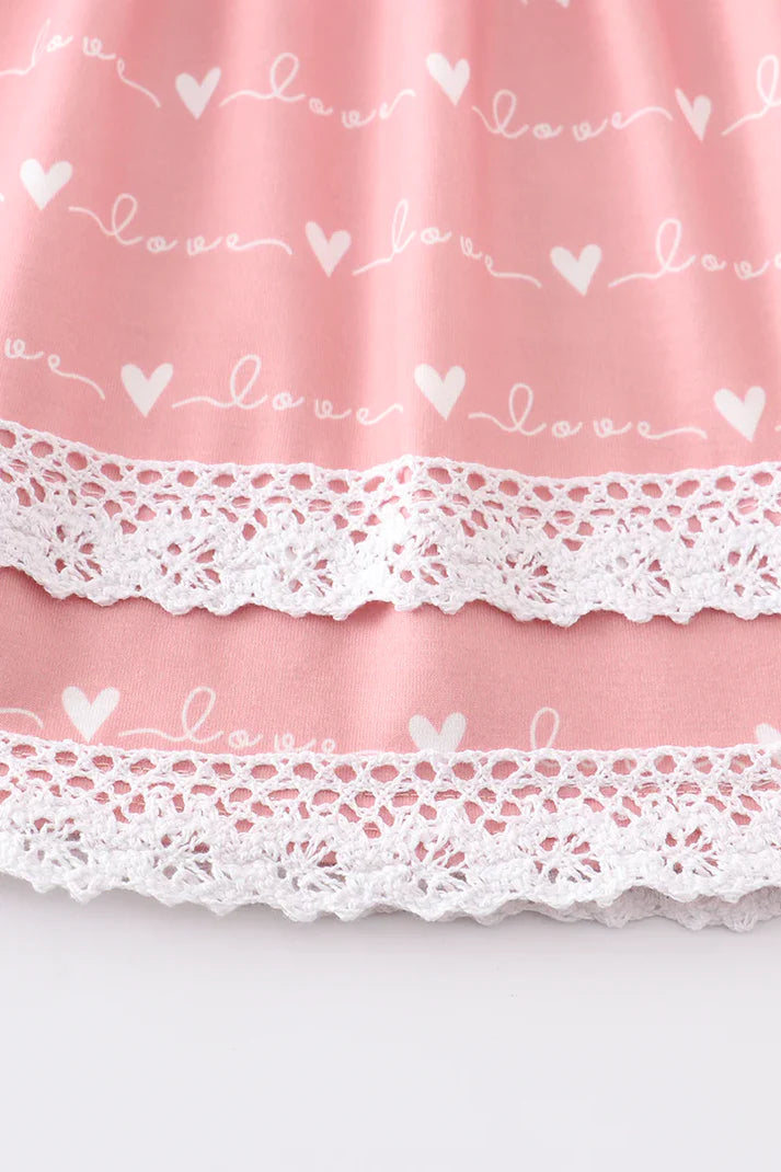 Love and Hearts Print Girl Dress