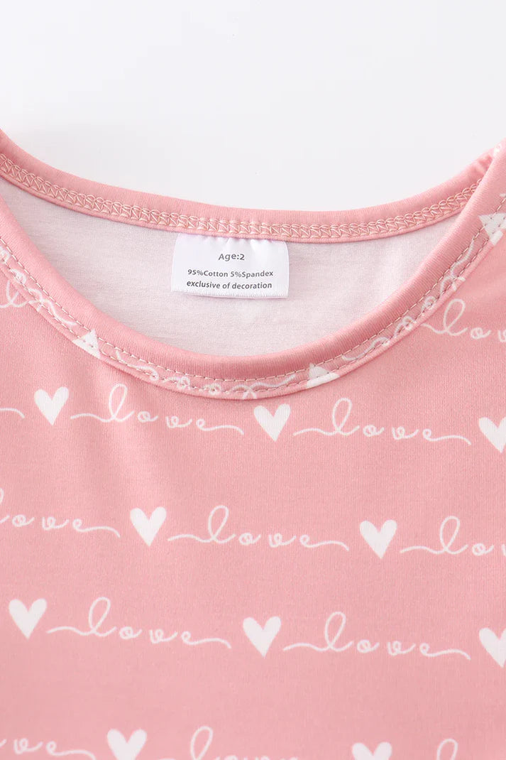 Love and Hearts Print Girl Dress