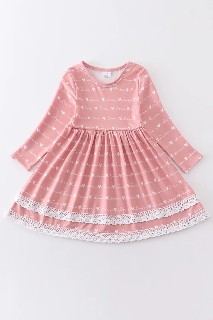 Love and Hearts Print Girl Dress