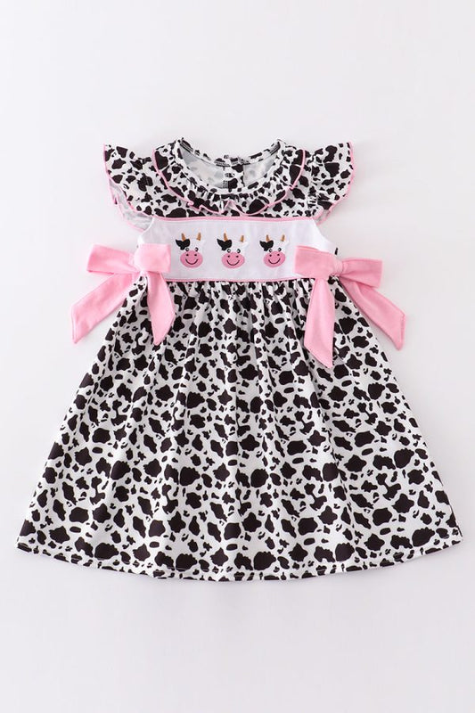 Cow embroidery girl dress