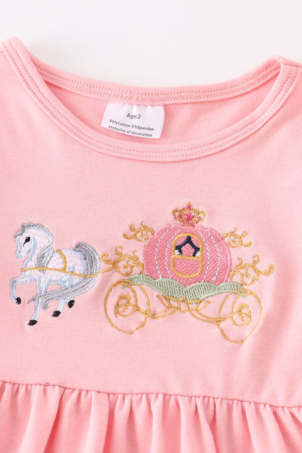 Pink horse pumpkin embroidery girl set