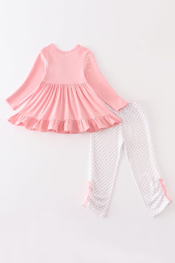 Pink horse pumpkin embroidery girl set